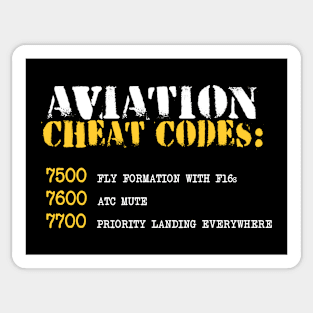 Funny Aviation - Cheat Codes - Air Traffic Control and Pilot Humor Sticker